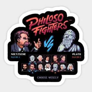 Philoso Fighters Funny Retro Arcade Game Characters Sticker